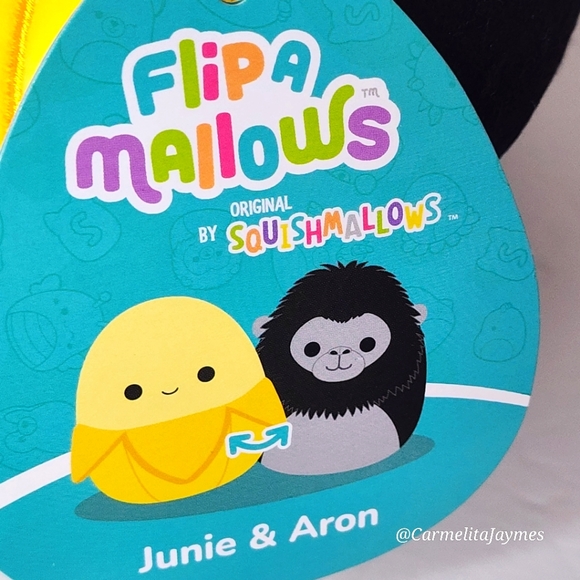 JUNIE 🔄 AARON 🍌 Banana 🐒 Gorilla FlipAMallow Original Squishmallow ☆》NWT《☆ - Picture 4 of 9
